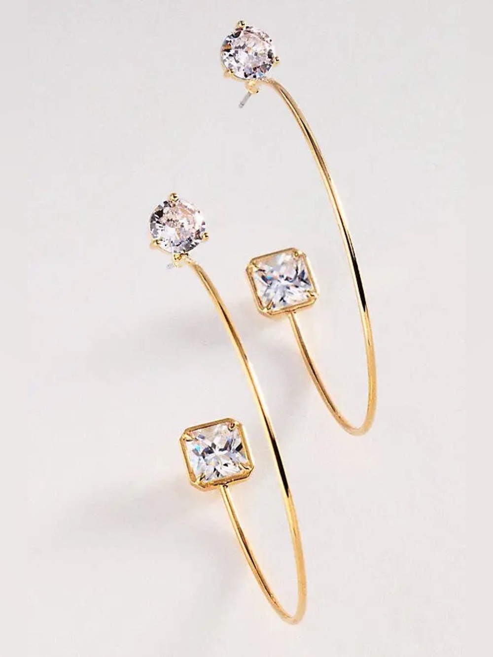 🆕 Anthropologie Double-Crystal Hoop Earrings in Gold